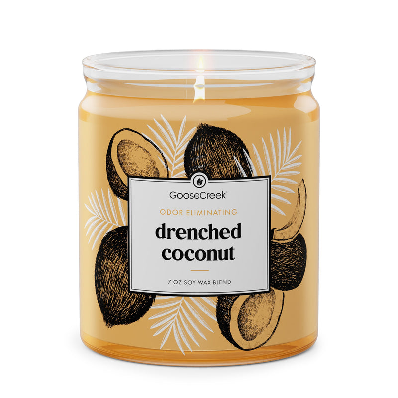 Drenched Coconut Odor Eliminating 7oz Single Wick Candle Blend 3-0197